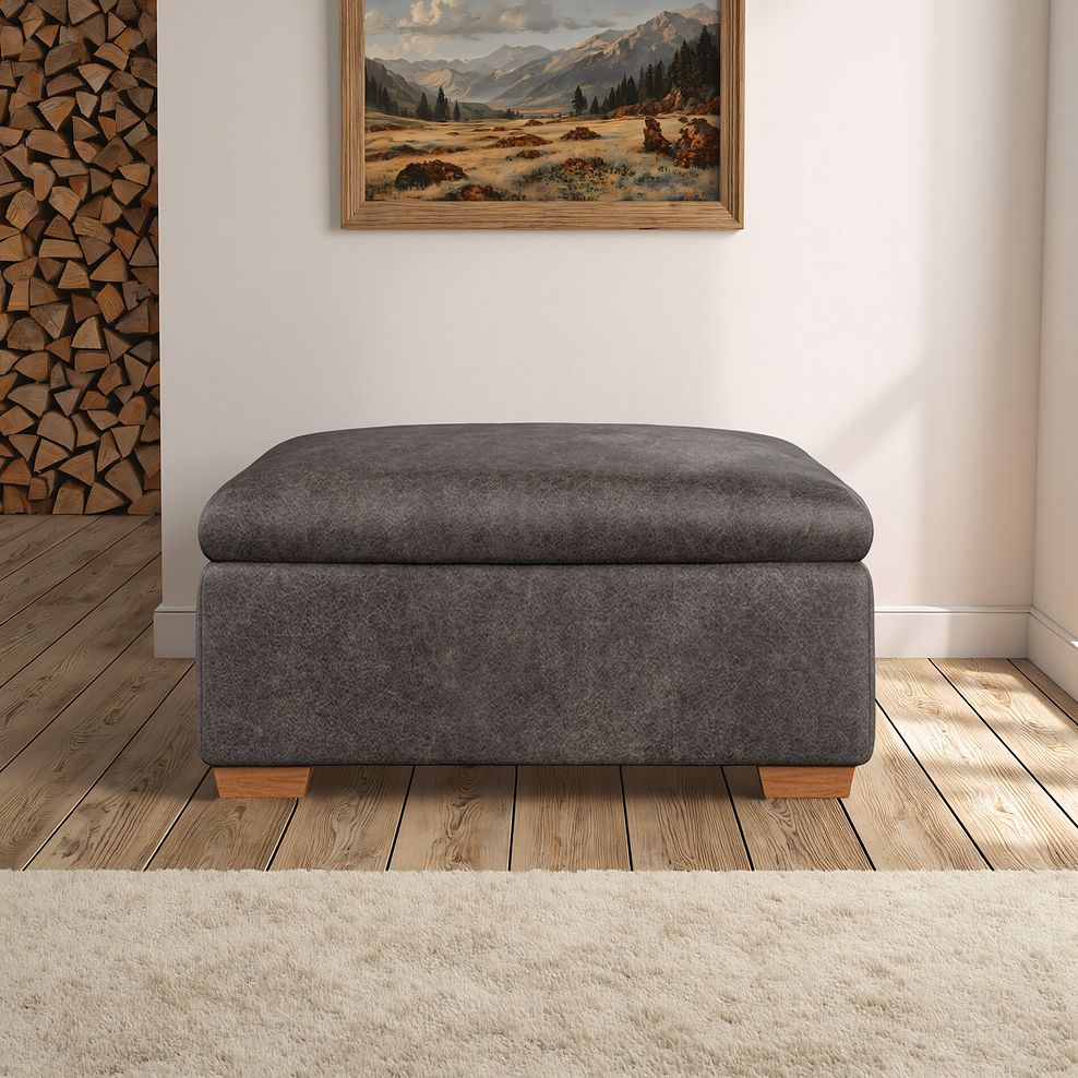 Iver Storage Footstool in Pilgrim Pewter Fabric 1