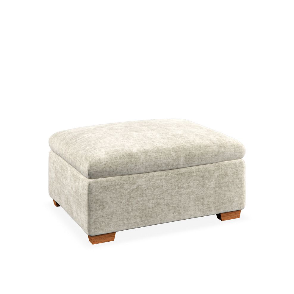 Iver Storage Footstool in Plush Beige Fabric 1