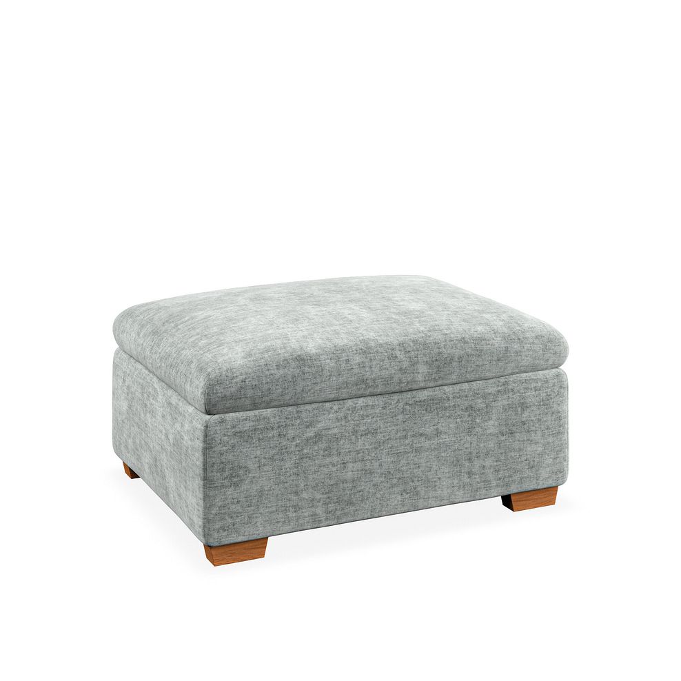Iver Storage Footstool in Plush Silver Fabric 3