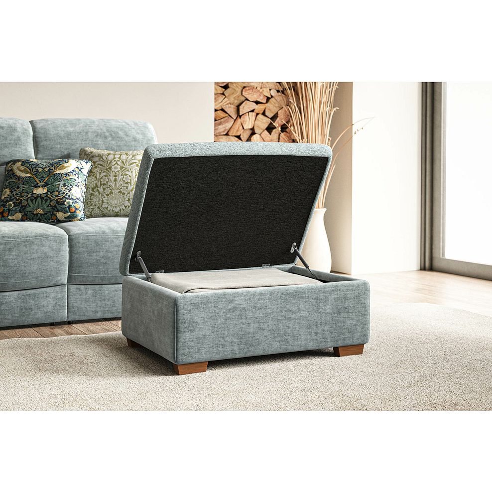 Iver Storage Footstool in Plush Silver Fabric 2