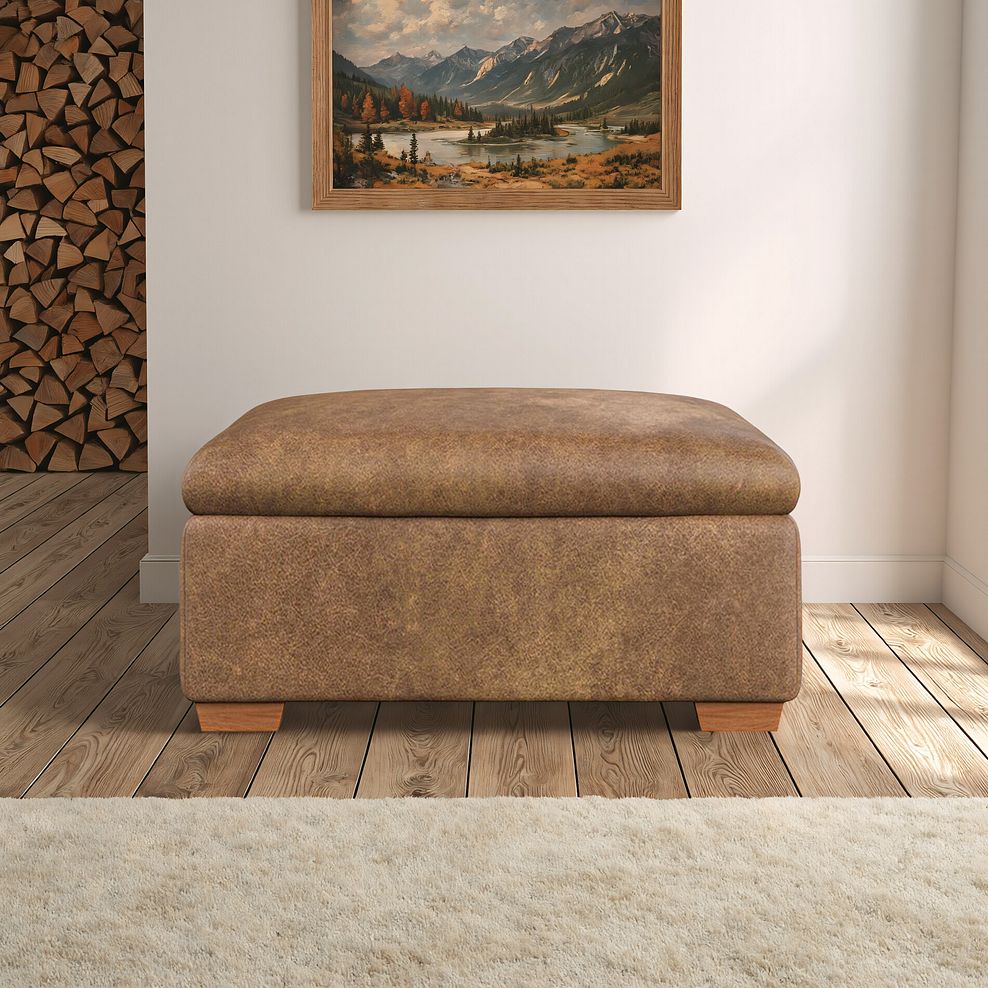 Iver Storage Footstool in Ranch Brown Fabric 1