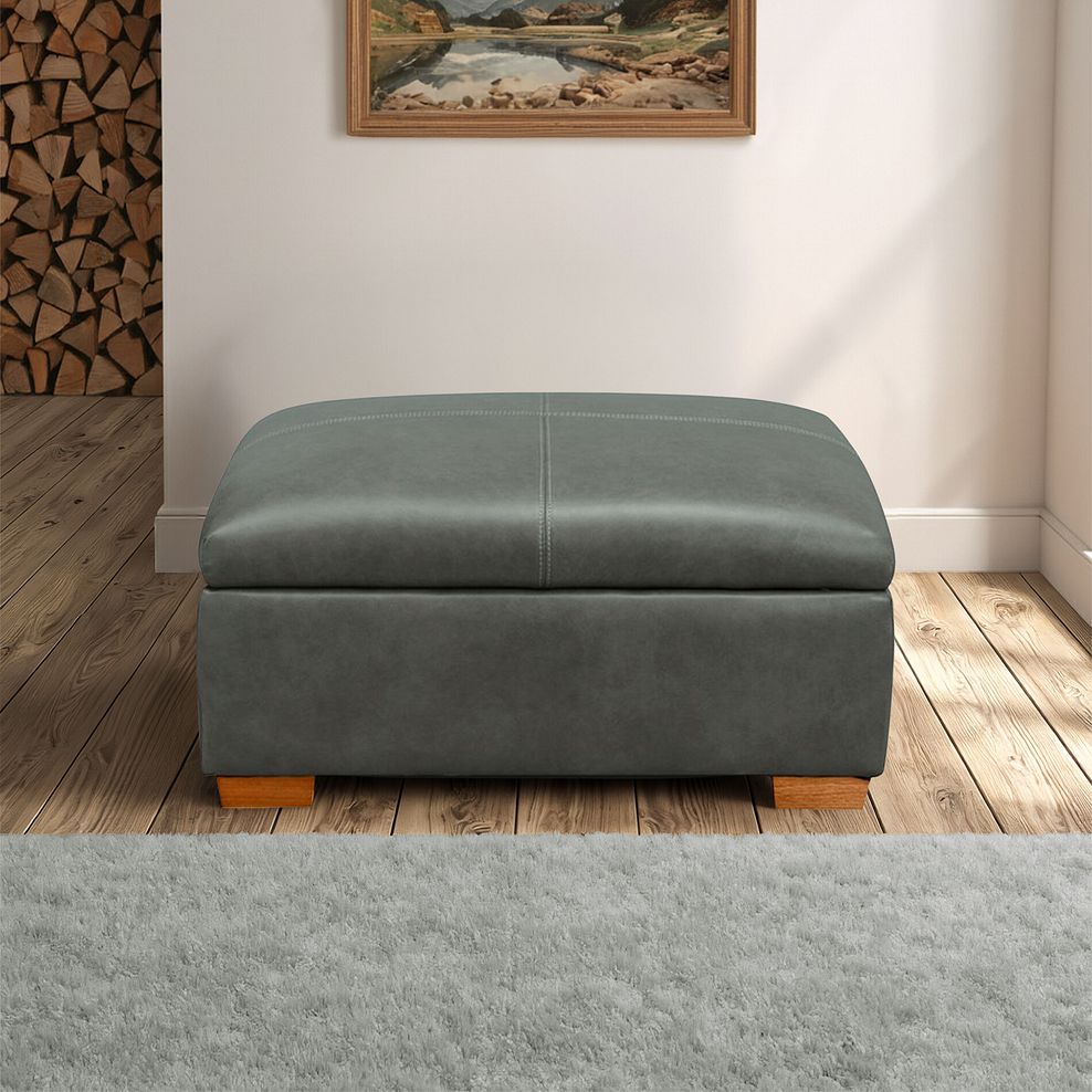 Iver Storage Footstool in Virgo Lead Leather 1