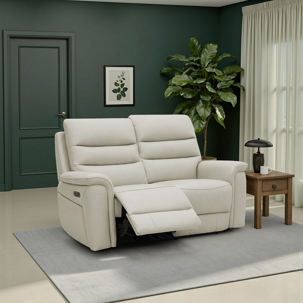 Jarrod 2 Seater Electric Recliner in Bone China Leather 1