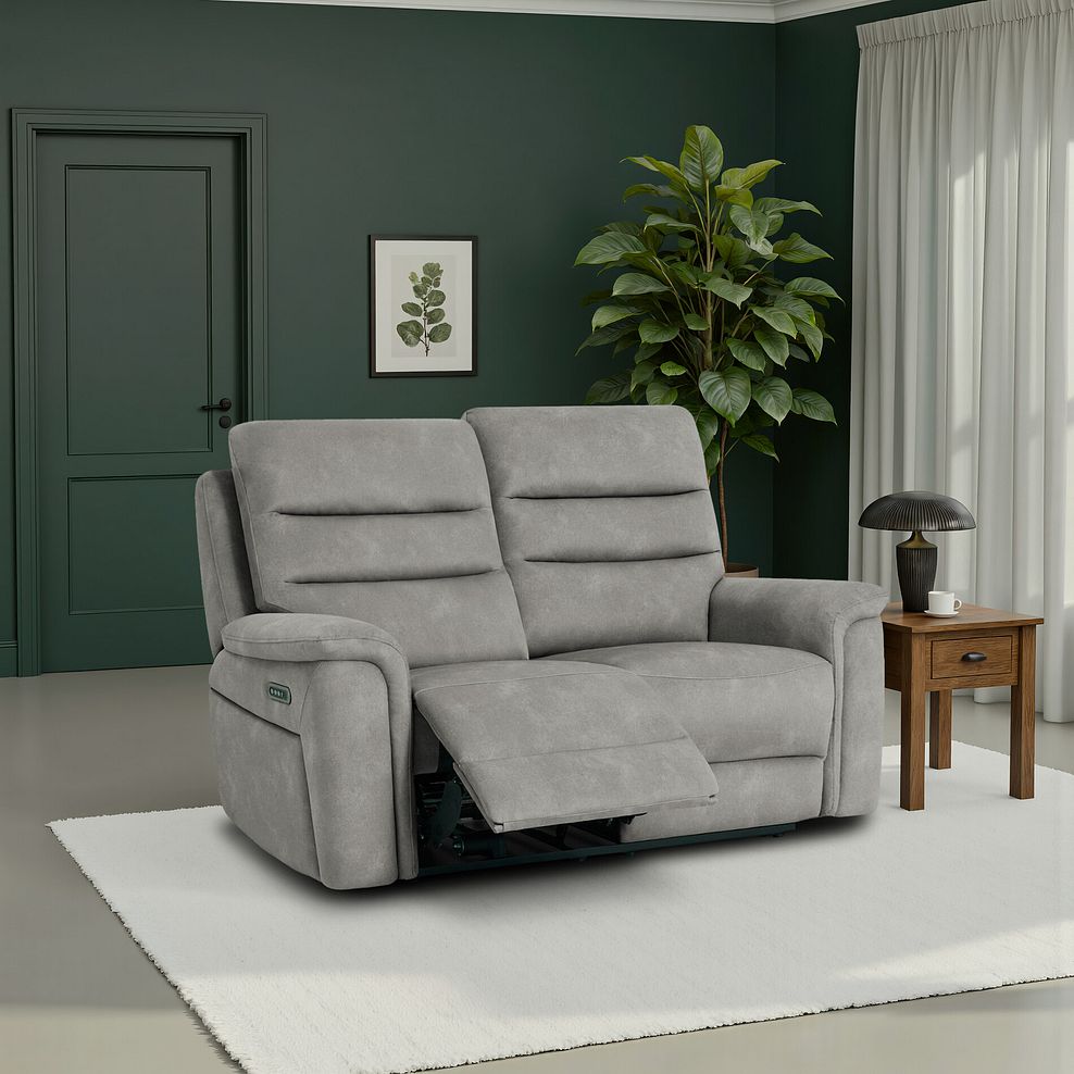 Jarrod 2 Seater Electric Recliner in Dexter Stone Fabric 1