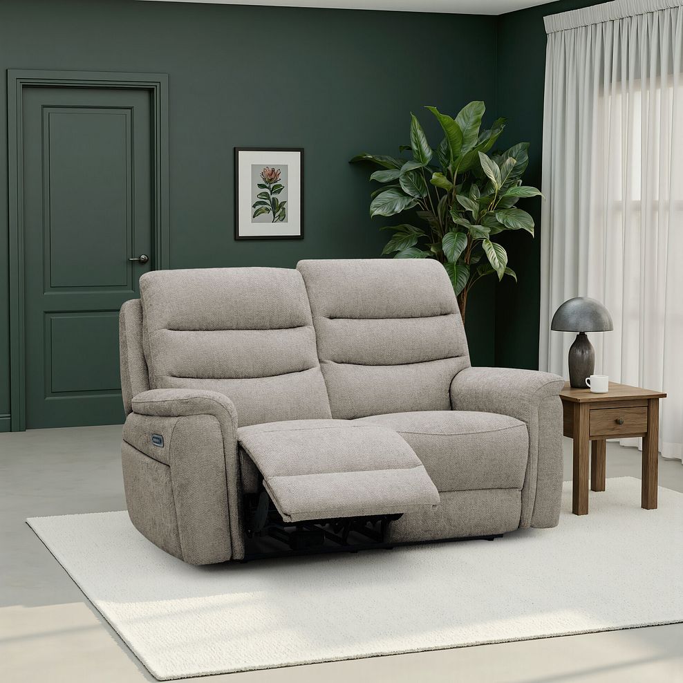Jarrod 2 Seater Electric Recliner in Hopsack Linen Fabric 1