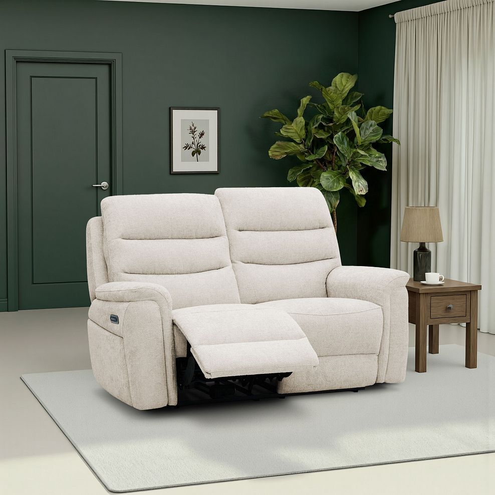 Jarrod 2 Seater Electric Recliner in Hopsack Natural Fabric 1