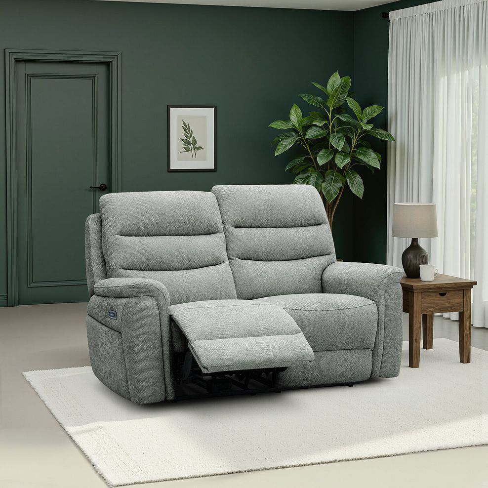 Jarrod 2 Seater Electric Recliner in Hopsack Platinum Fabric 1