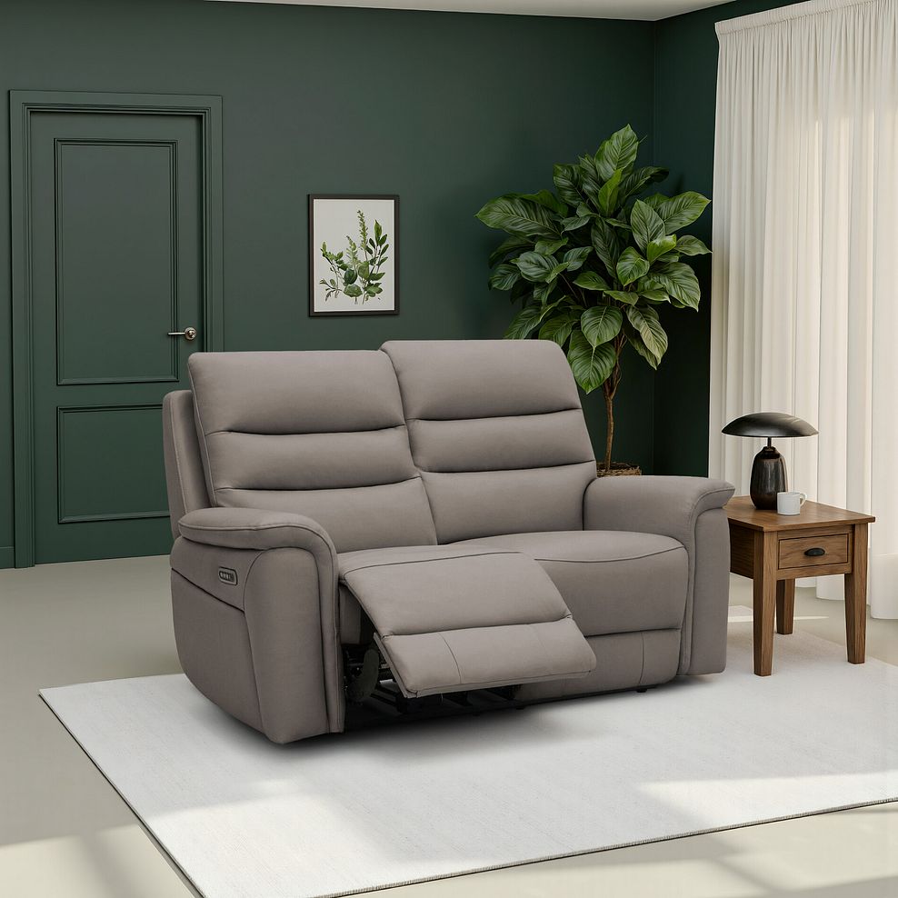 Jarrod 2 Seater Electric Recliner in Oyster Leather 1