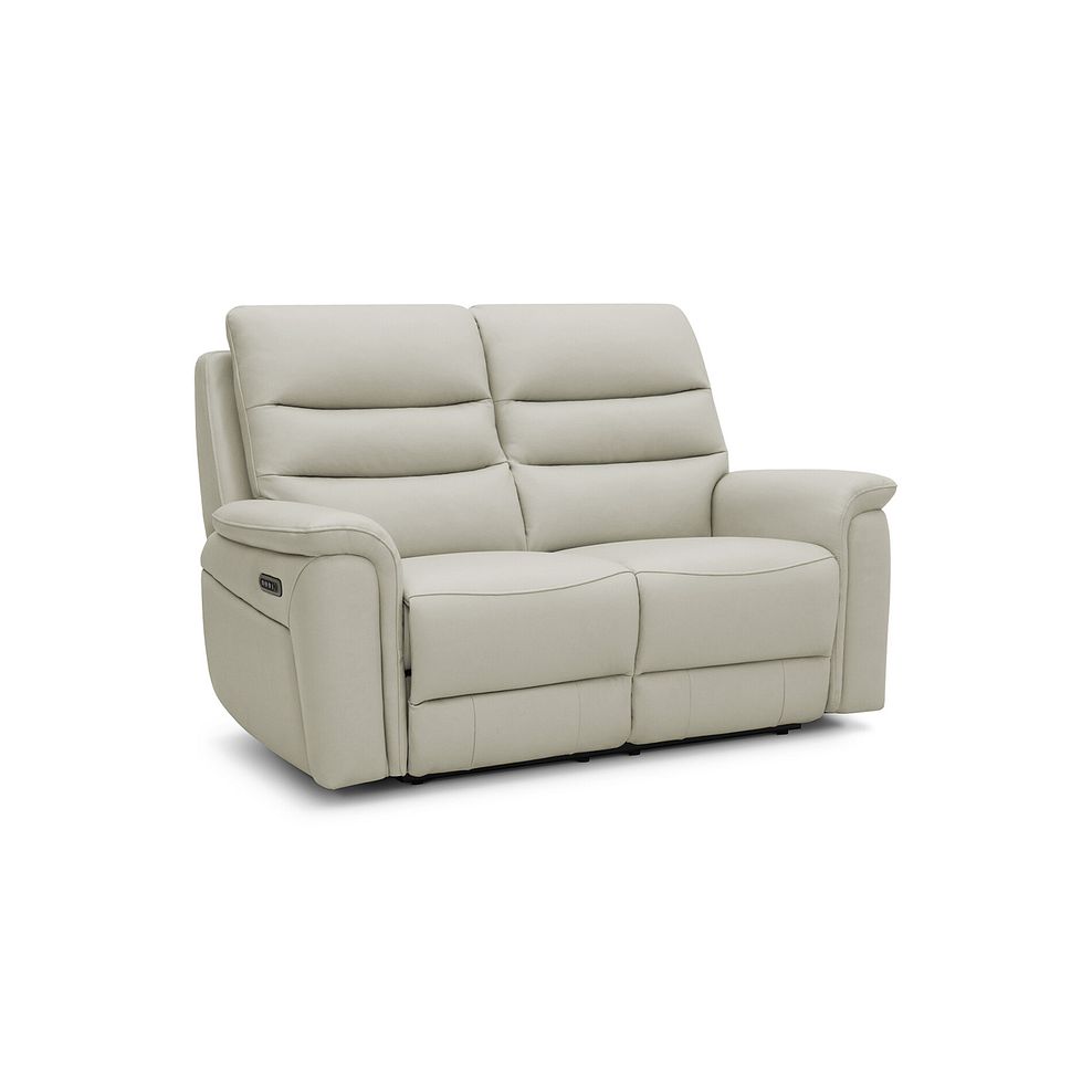 Jarrod 2 Seater Power Recliner with Adjustable Power Headrest and Lumbar Support in Bone China Leather 1