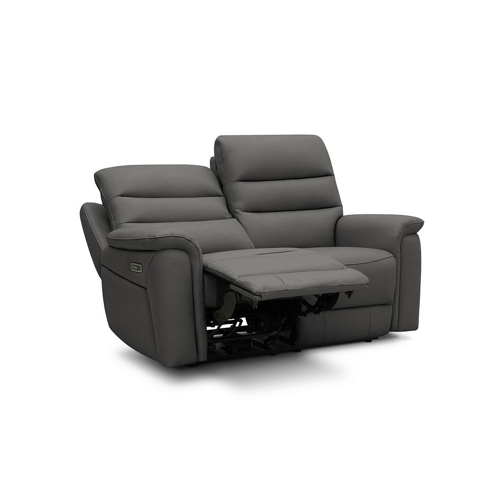 Jarrod 2 Seater Power Recliner with Adjustable Power Headrest and Lumbar Support in Elephant Grey Leather 4
