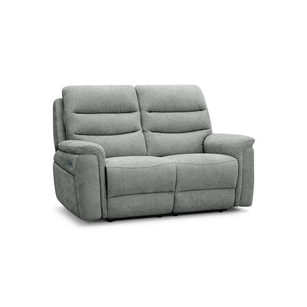 Jarrod 2 Seater Power Recliner with Adjustable Power Headrest and Lumbar Support in Hopsack Platinum Fabric 1