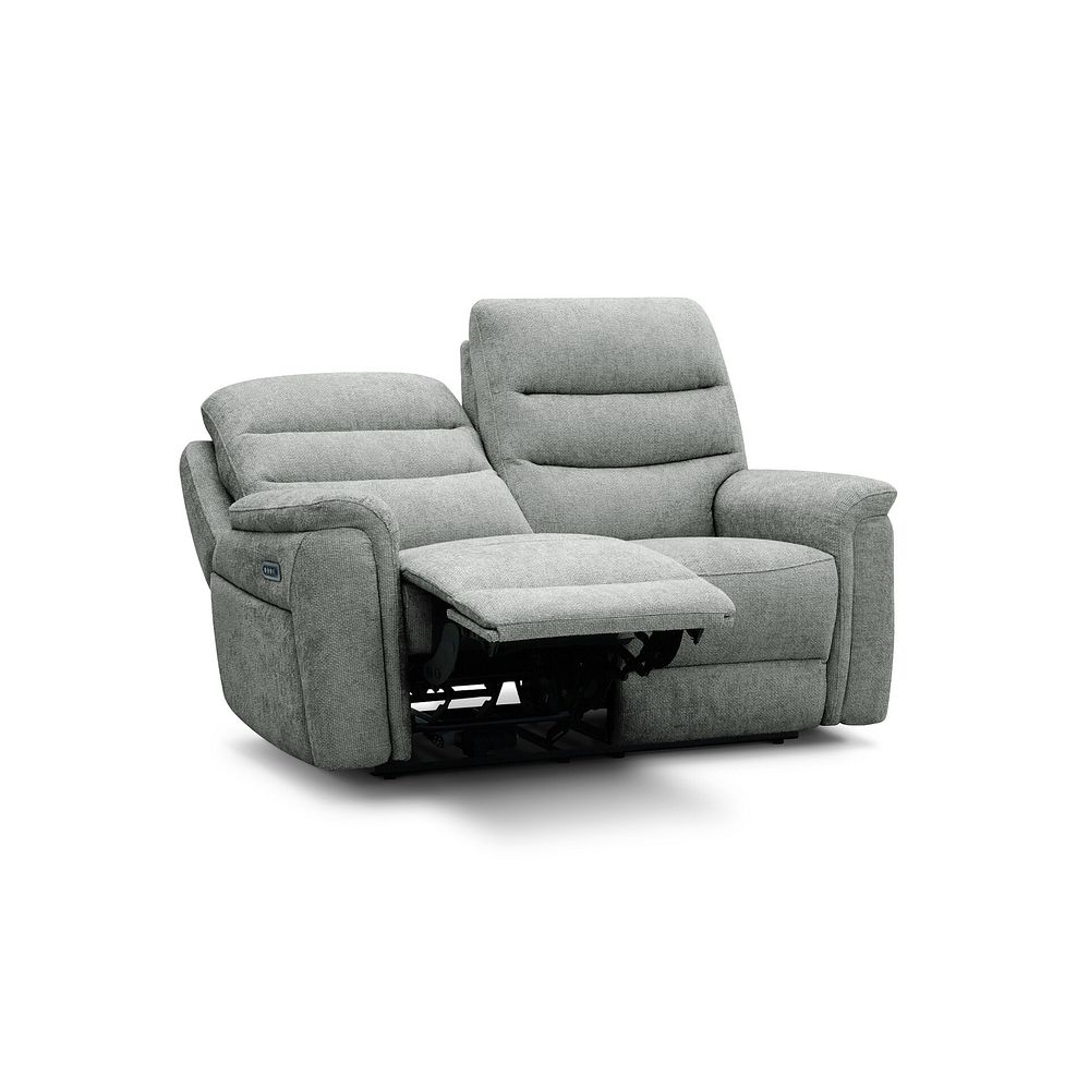 Jarrod 2 Seater Power Recliner with Adjustable Power Headrest and Lumbar Support in Hopsack Platinum Fabric 4