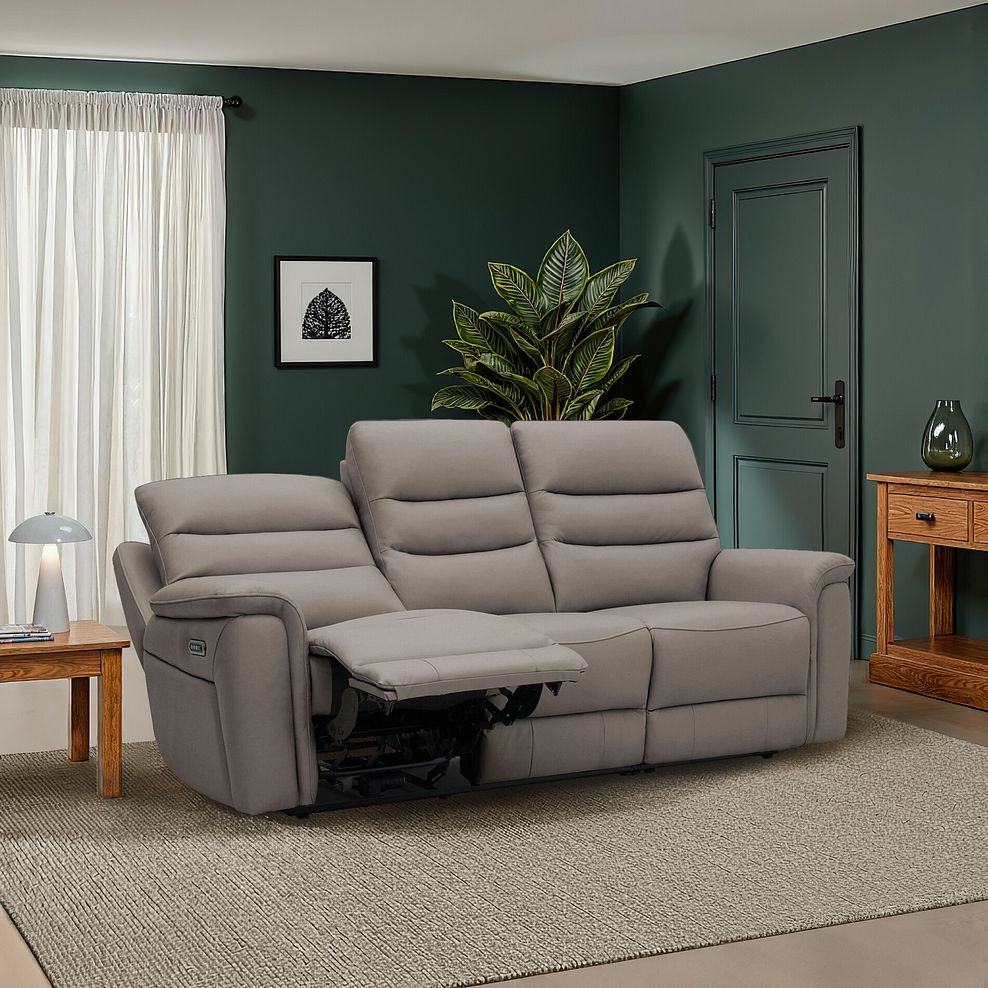 Jarrod 2 Seater Power Recliner with Adjustable Power Headrest and Lumbar Support in Oyster Leather 1