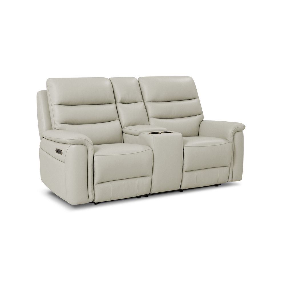 Jarrod 2 Seater Power Recliner with Console in Bone China Leather 1