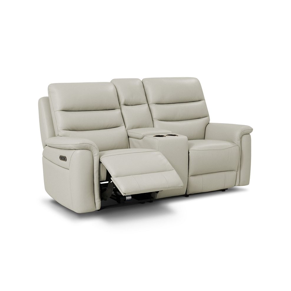 Jarrod 2 Seater Power Recliner with Console in Bone China Leather 2