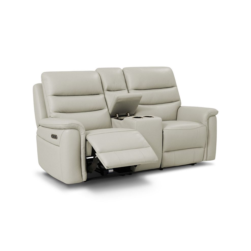 Jarrod 2 Seater Power Recliner with Console in Bone China Leather 3