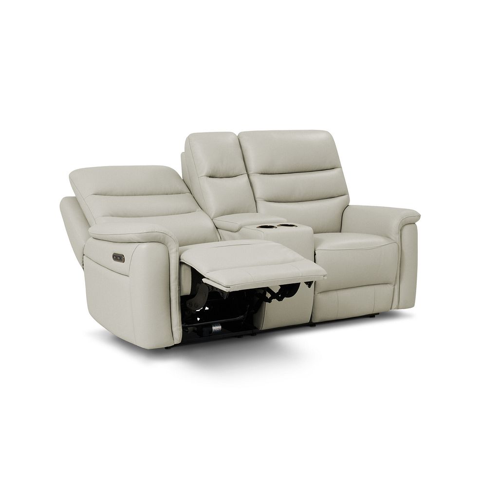 Jarrod 2 Seater Power Recliner with Console in Bone China Leather 4
