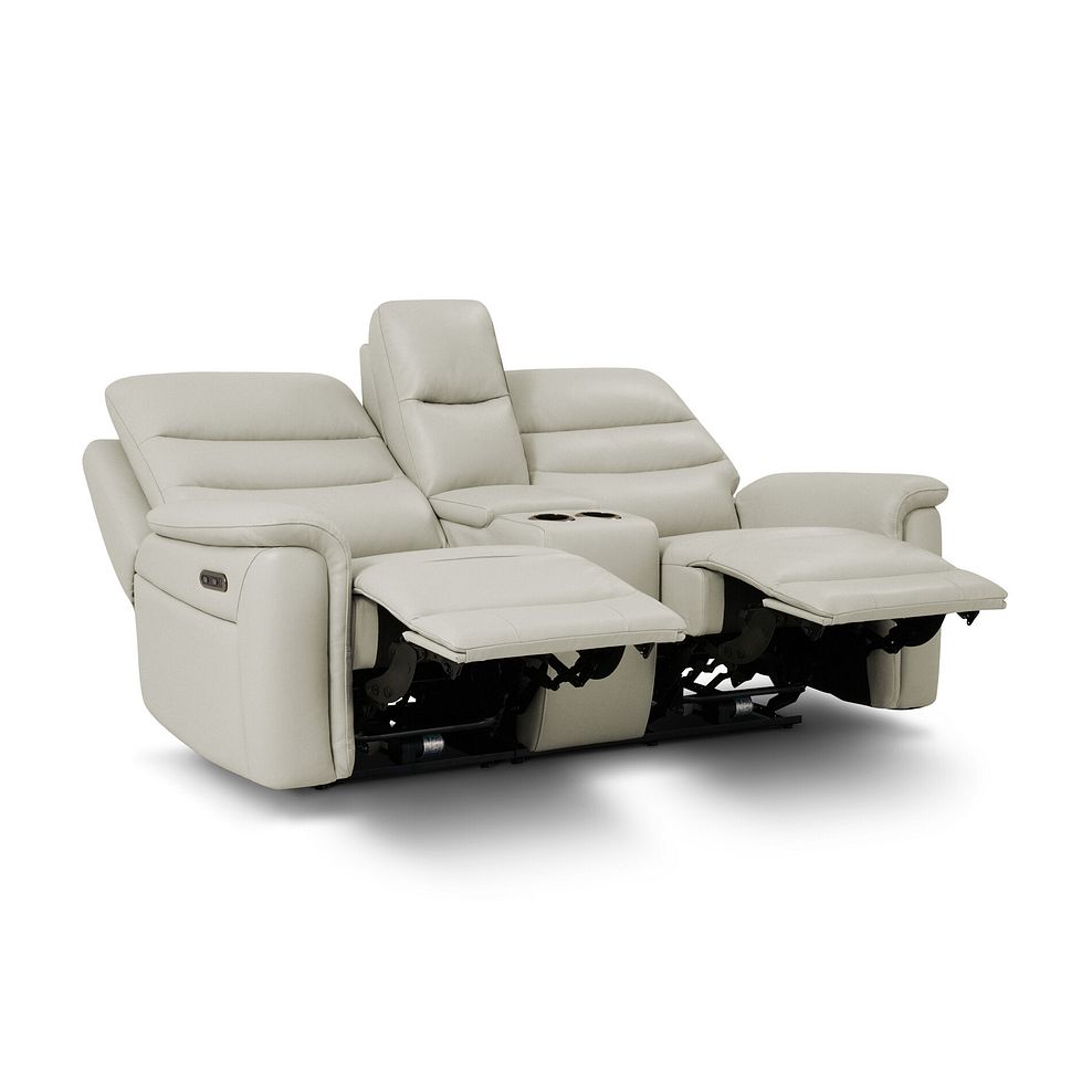 Jarrod 2 Seater Power Recliner with Console in Bone China Leather 5
