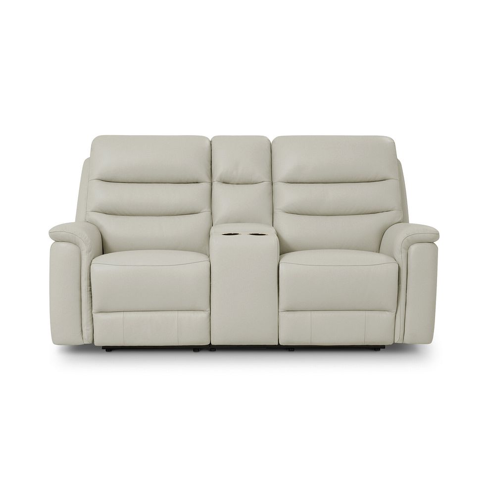 Jarrod 2 Seater Power Recliner with Console in Bone China Leather 10