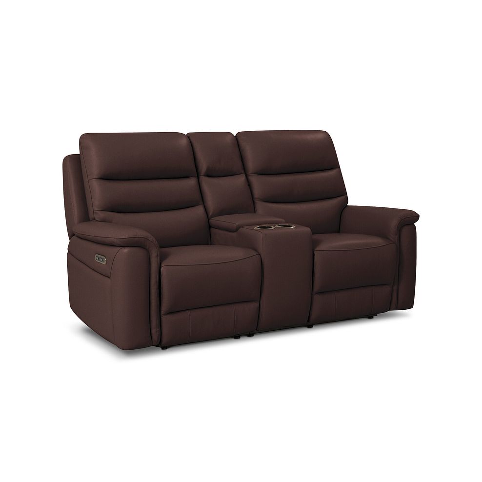 Jarrod 2 Seater Power Recliner with Console in Chestnut Leather 1