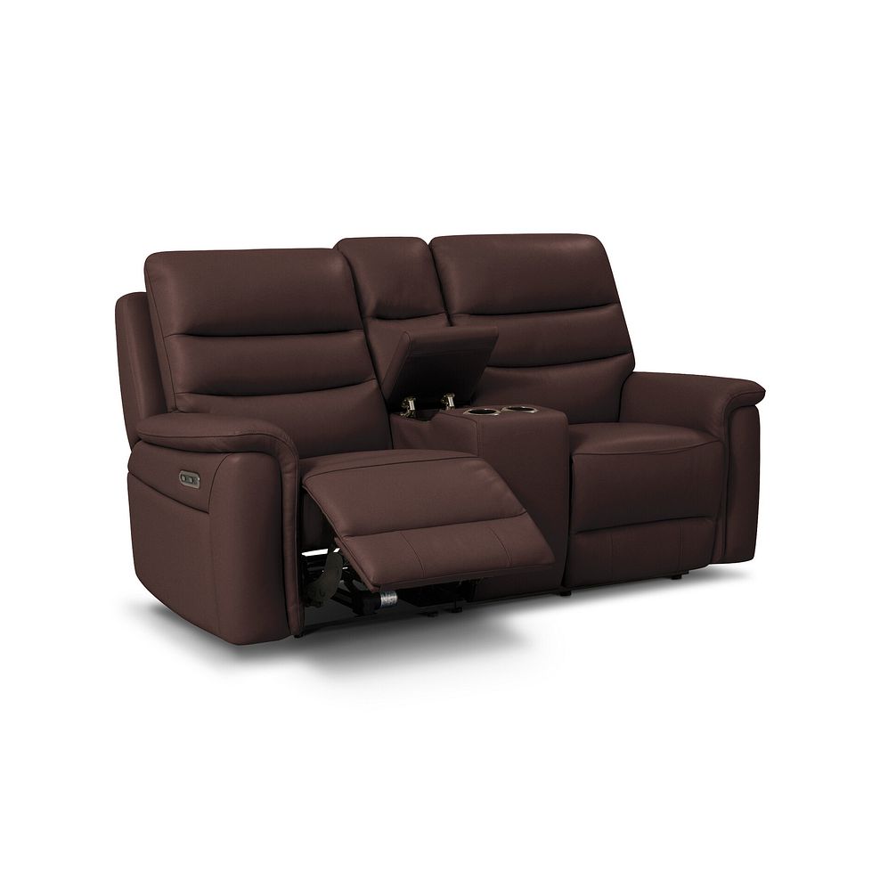 Jarrod 2 Seater Power Recliner with Console in Chestnut Leather 3