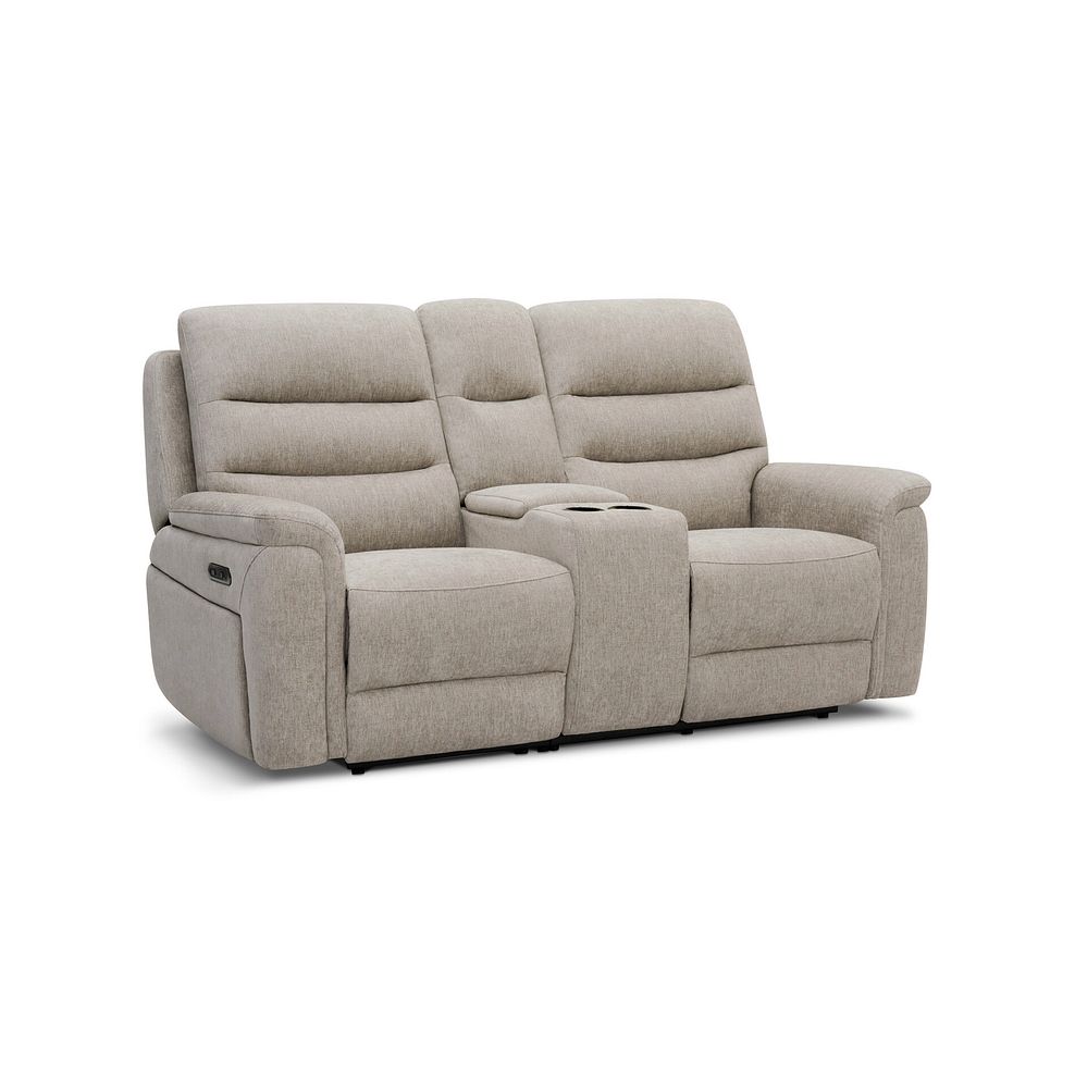 Jarrod 2 Seater Power Recliner with Console in Darwin Mink Fabric 1
