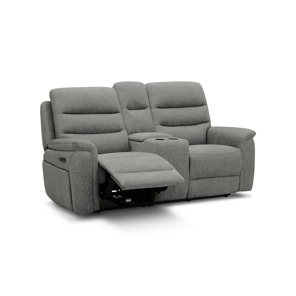 Jarrod 2 Seater Power Recliner with Console in Darwin Mushroom Fabric 2