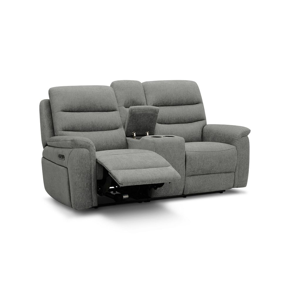Jarrod 2 Seater Power Recliner with Console in Darwin Mushroom Fabric 3
