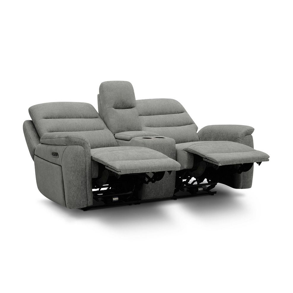 Jarrod 2 Seater Power Recliner with Console in Darwin Mushroom Fabric 5
