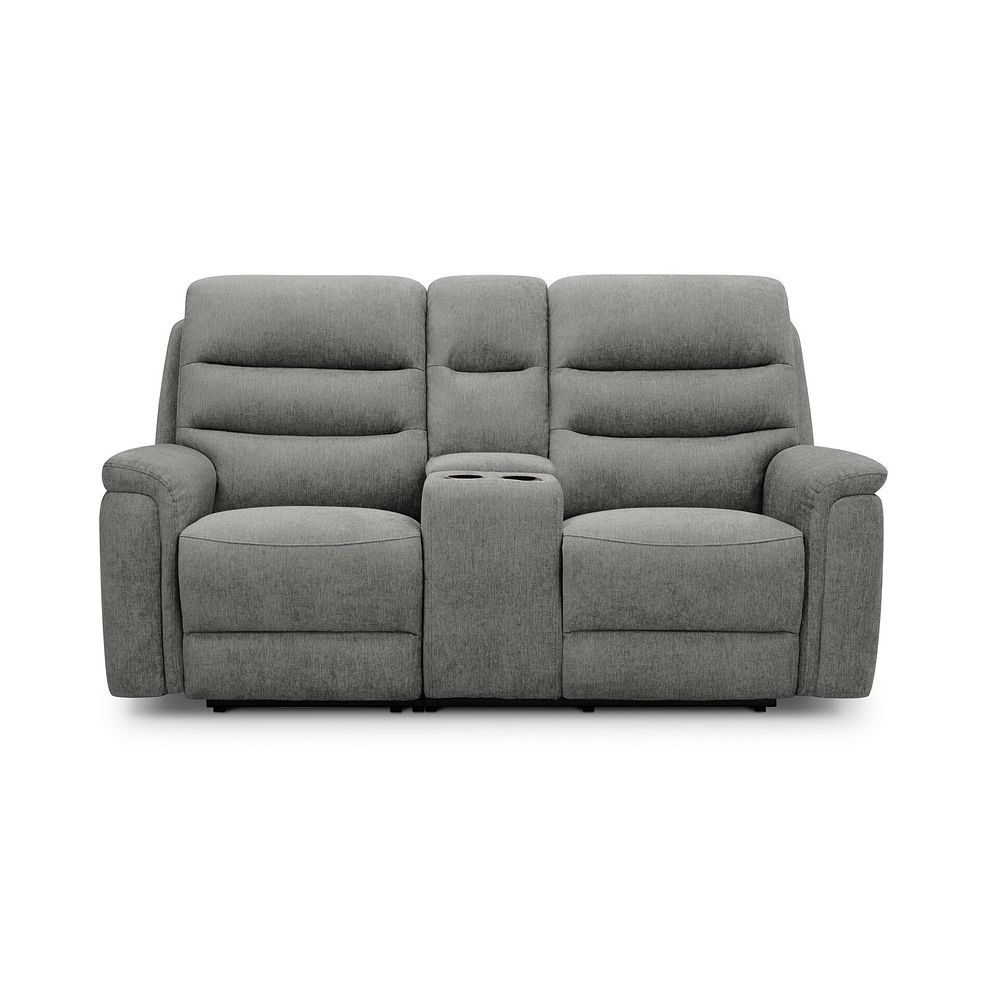 Jarrod 2 Seater Power Recliner with Console in Darwin Mushroom Fabric 6