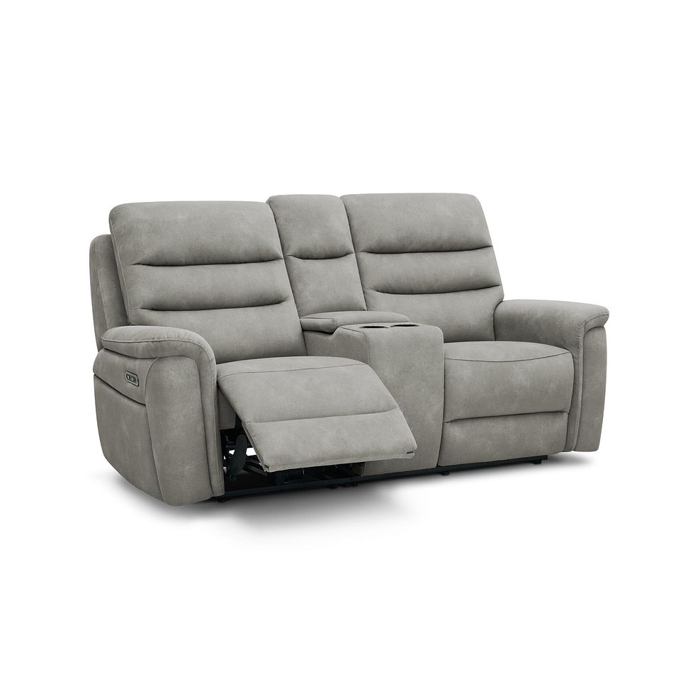 Jarrod 2 Seater Power Recliner with Console in Dexter Stone Fabric 2
