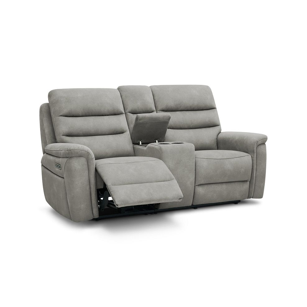 Jarrod 2 Seater Power Recliner with Console in Dexter Stone Fabric 3