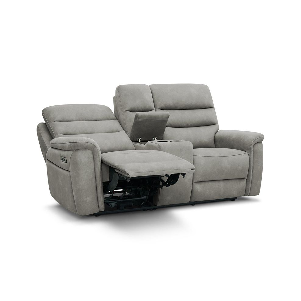 Jarrod 2 Seater Power Recliner with Console in Dexter Stone Fabric 4