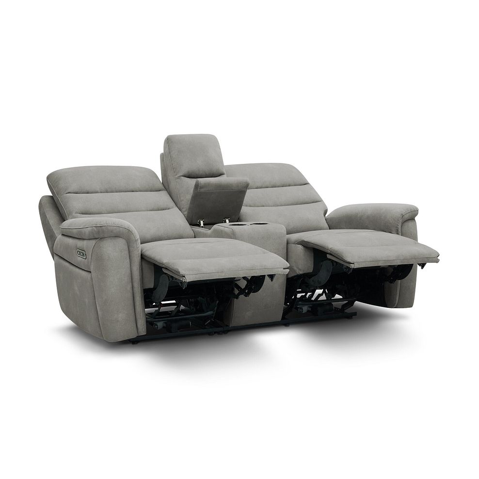 Jarrod 2 Seater Power Recliner with Console in Dexter Stone Fabric 5