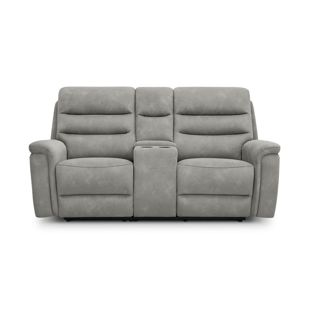 Jarrod 2 Seater Power Recliner with Console in Dexter Stone Fabric 6