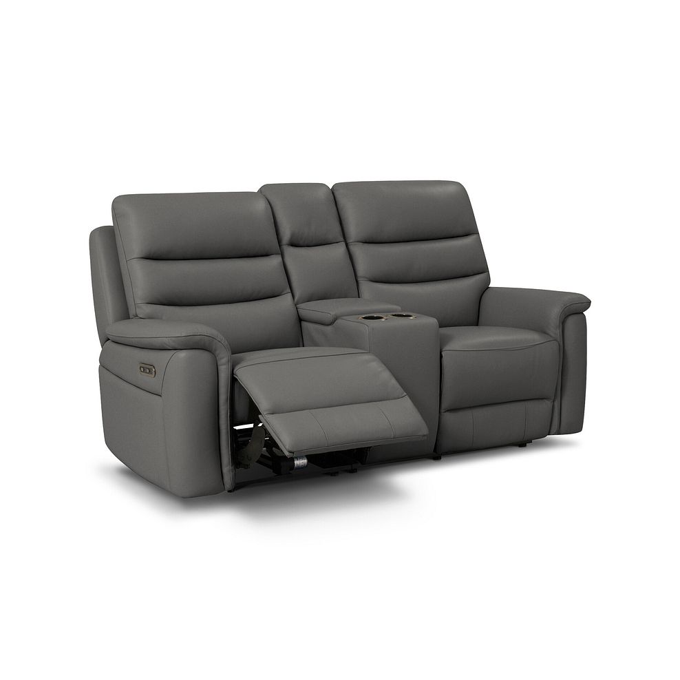 Jarrod 2 Seater Power Recliner with Console in Elephant Grey Leather 2