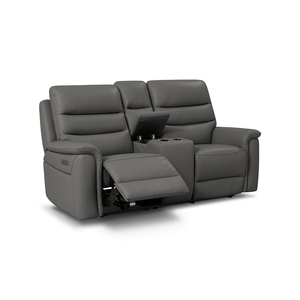 Jarrod 2 Seater Power Recliner with Console in Elephant Grey Leather 3
