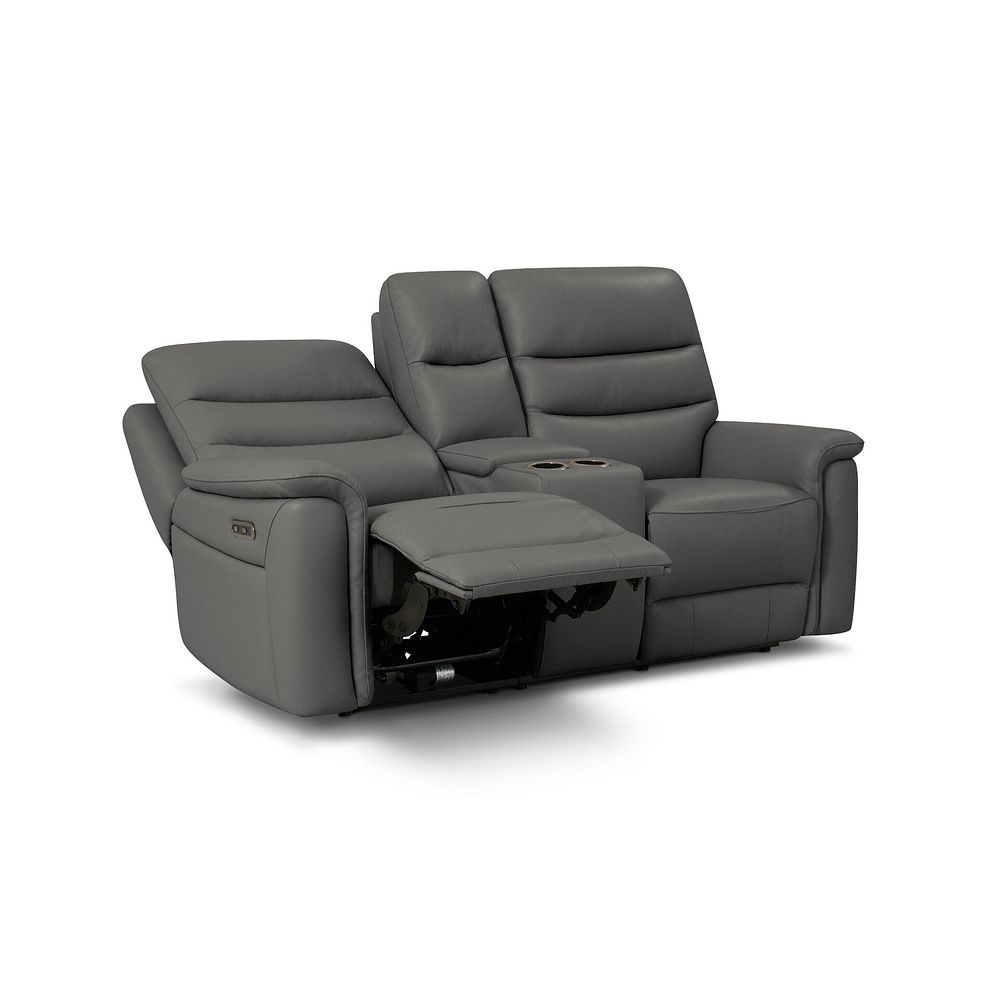 Jarrod 2 Seater Power Recliner with Console in Elephant Grey Leather 4