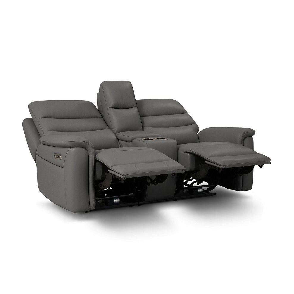 Jarrod 2 Seater Power Recliner with Console in Elephant Grey Leather 5