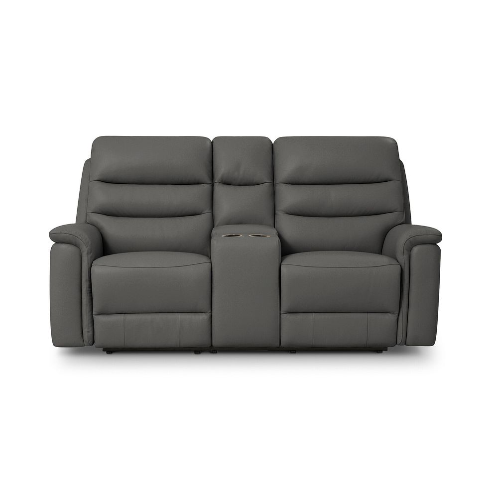 Jarrod 2 Seater Power Recliner with Console in Elephant Grey Leather 10