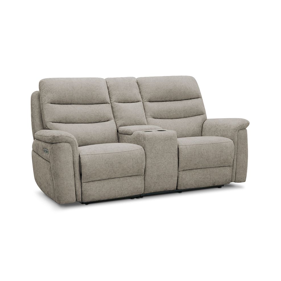 Jarrod 2 Seater Power Recliner with Console in Hopsack Linen 7