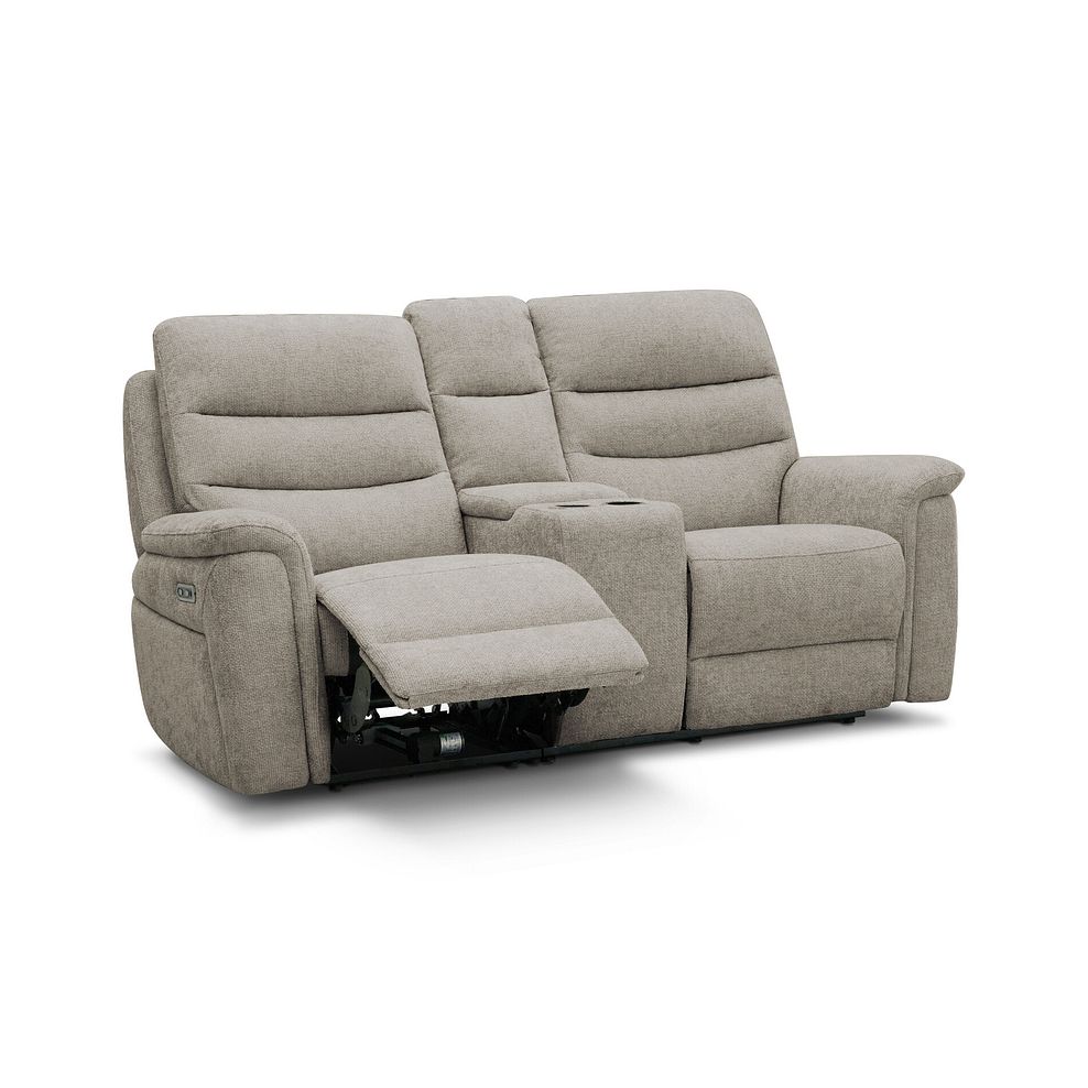 Jarrod 2 Seater Power Recliner with Console in Hopsack Linen 8