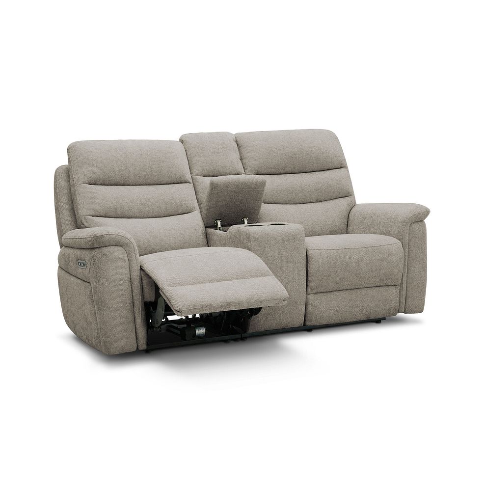 Jarrod 2 Seater Power Recliner with Console in Hopsack Linen 9