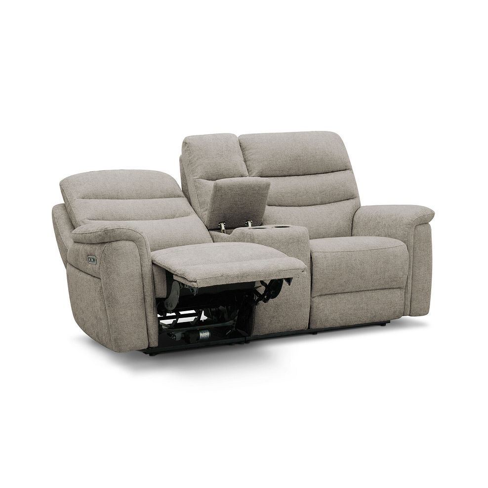 Jarrod 2 Seater Power Recliner with Console in Hopsack Linen 10