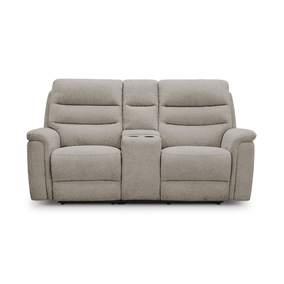 Jarrod 2 Seater Power Recliner with Console in Hopsack Linen 12