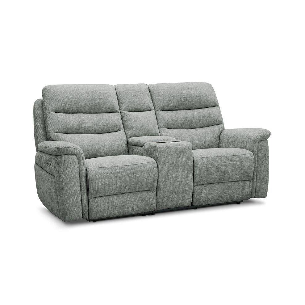 Jarrod 2 Seater Power Recliner with Console in Hopsack Platinum Fabric 1