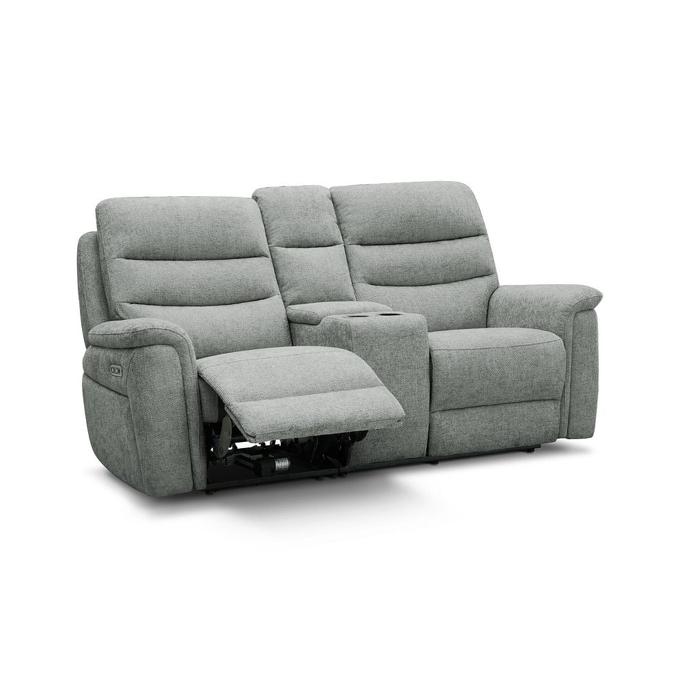 Jarrod 2 Seater Power Recliner with Console in Hopsack Platinum Fabric 2