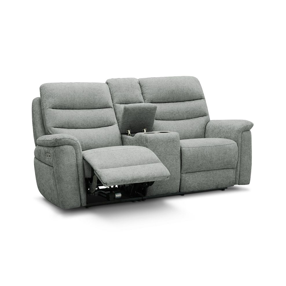Jarrod 2 Seater Power Recliner with Console in Hopsack Platinum Fabric 3