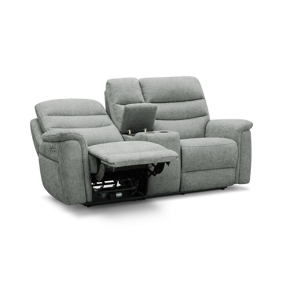 Jarrod 2 Seater Power Recliner with Console in Hopsack Platinum Fabric 4