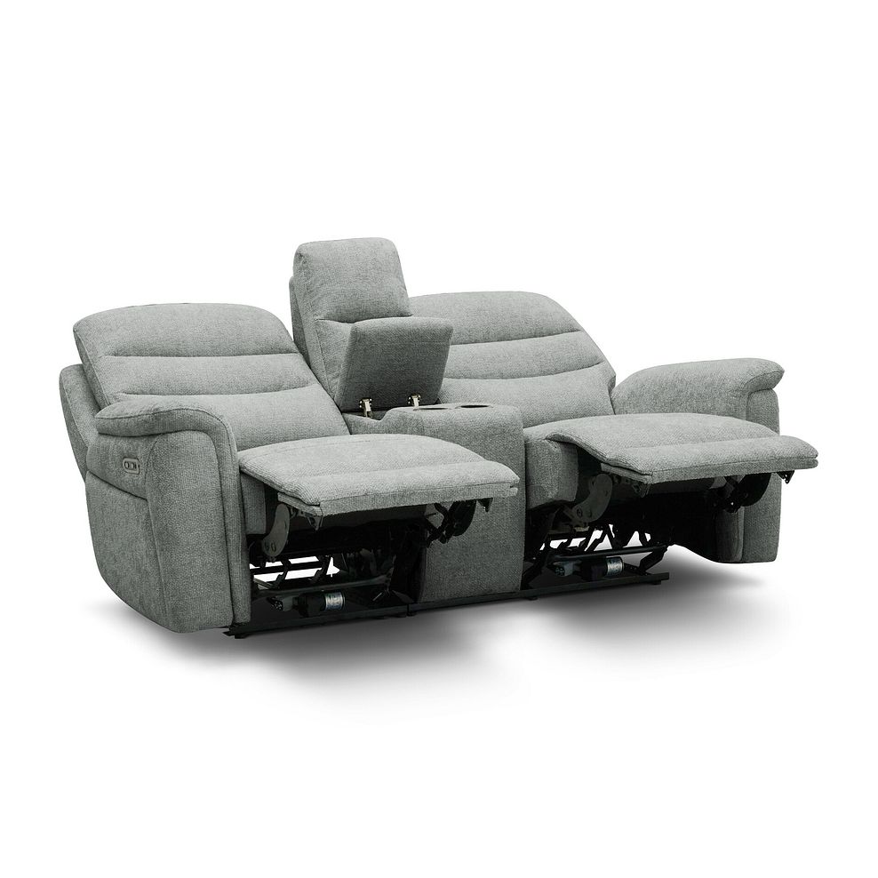 Jarrod 2 Seater Power Recliner with Console in Hopsack Platinum Fabric 5
